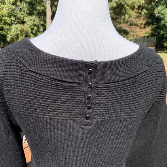 WHBM Knit Black Boatneck Button Sweater Dress S - Picture 5 of 7
